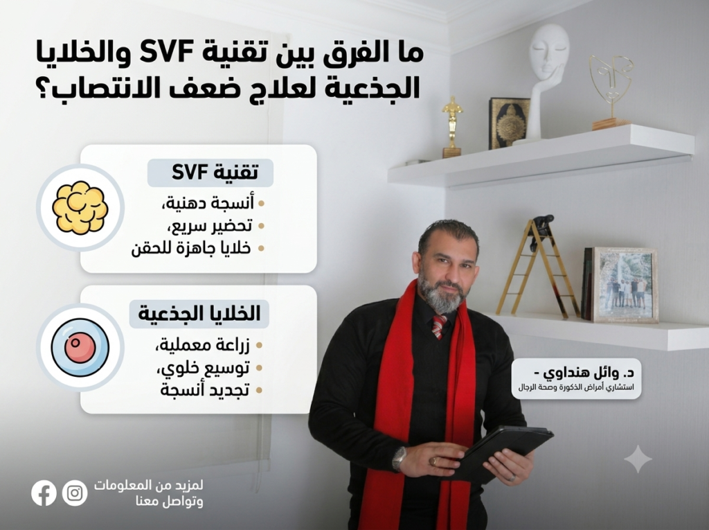 ما الفرق بين تقنية SVF والخلايا الجذعية لعلاج ضعف الانتصاب؟